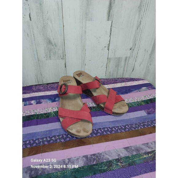 Dansko Women's Susie Red Nubuck Milled Slide On Wedge Sandal Size 41 - Picture 1 of 10